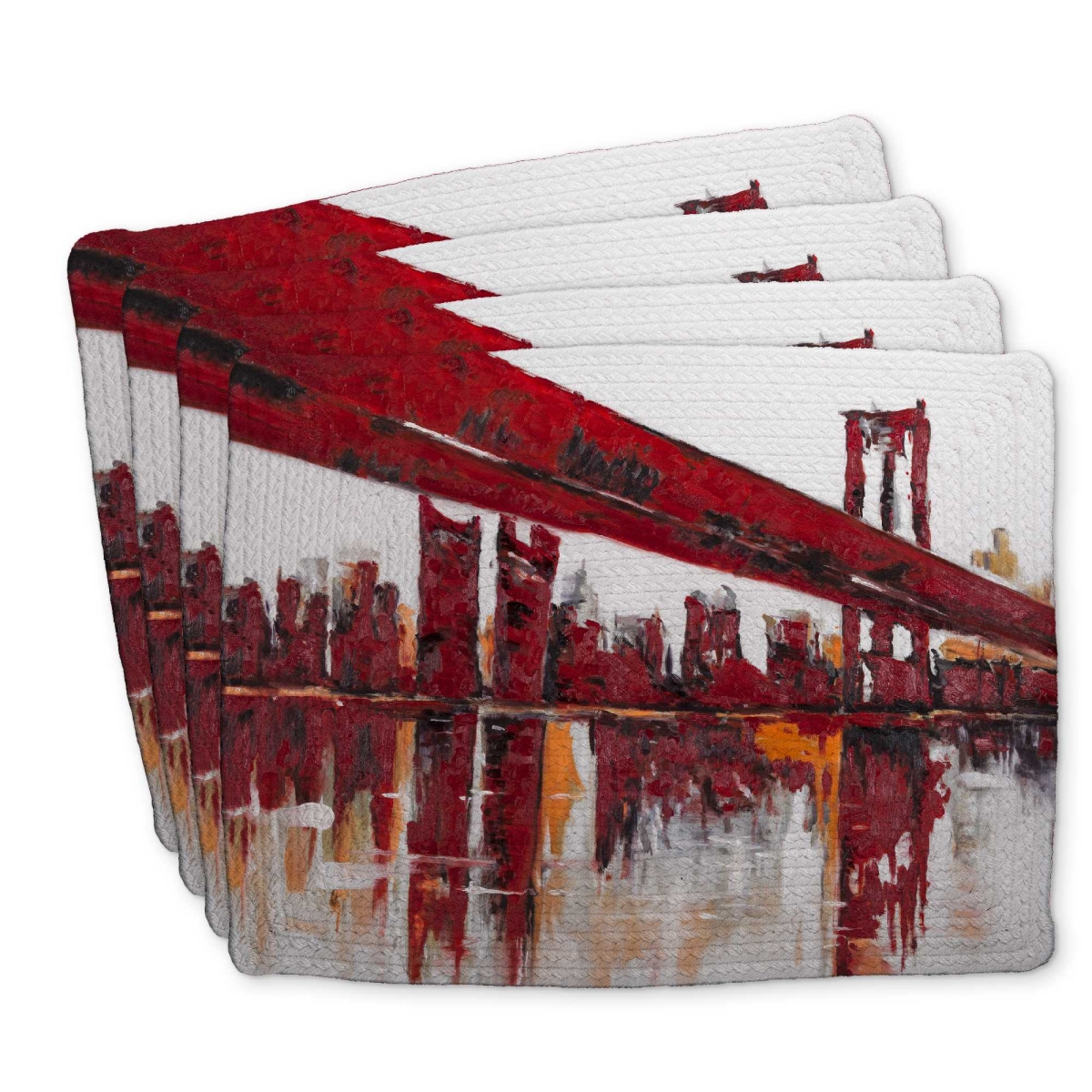 Picture of Begin Home Decor C4BP14182K36IG 14 x 18 in. Red Bridge Braided Polyester Placemat for Home Decor - Set of 4