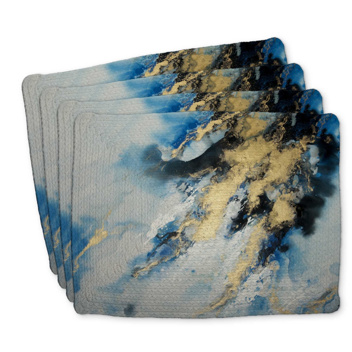 Picture of Begin Home Decor C4BP1418ERBD2T 14 x 18 in. Blue Marble Braided Polyester Placemat - Decor Essential - Set of 4