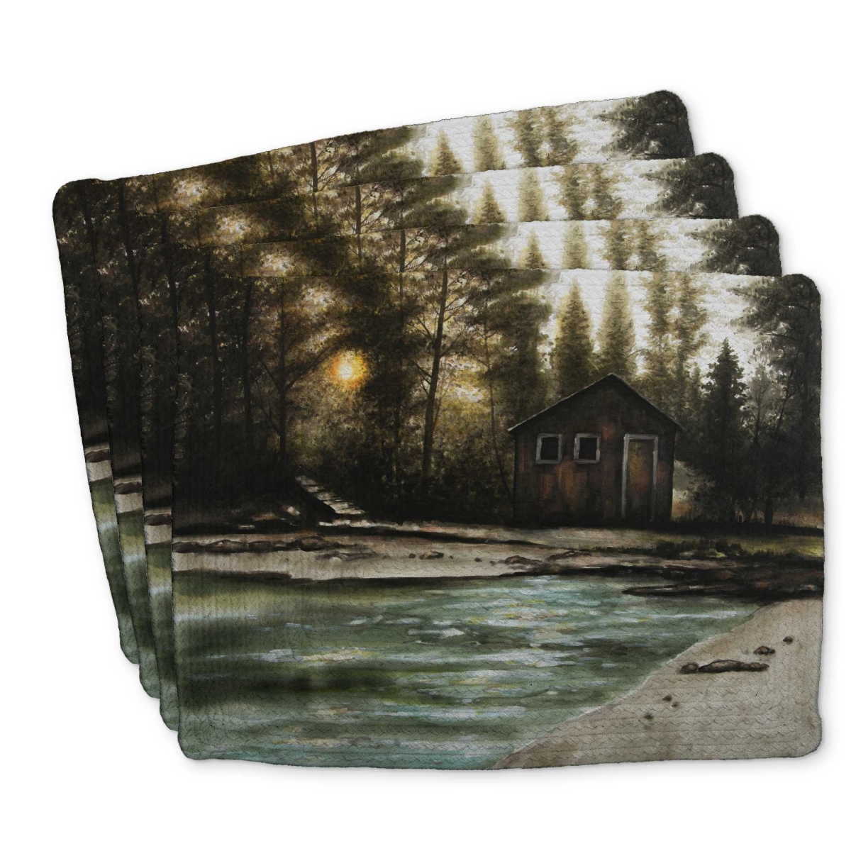 Picture of Begin Home Decor C4BP1418FKALPZ 14 x 18 in. Cabin in the Forest Braided Polyester Placemat - Home Decor - Set of 4