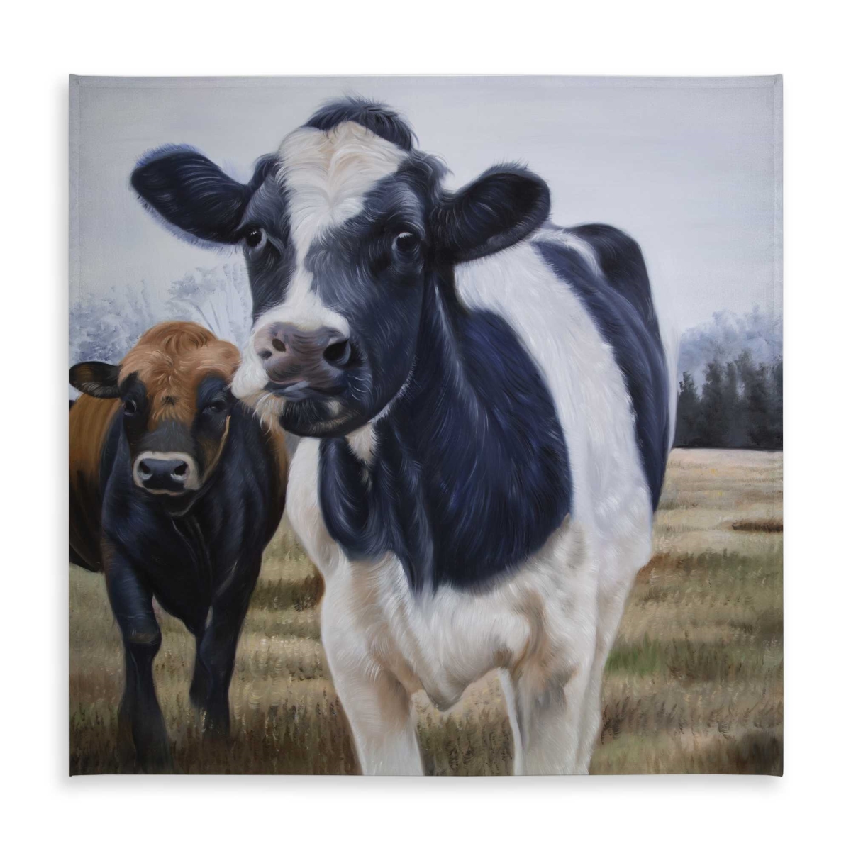 Picture of Begin Home Decor C1TC585896CY1P 58 x 58 in. Two Cows Eating Grass Tablecloth - Farmhouse Animals Decor