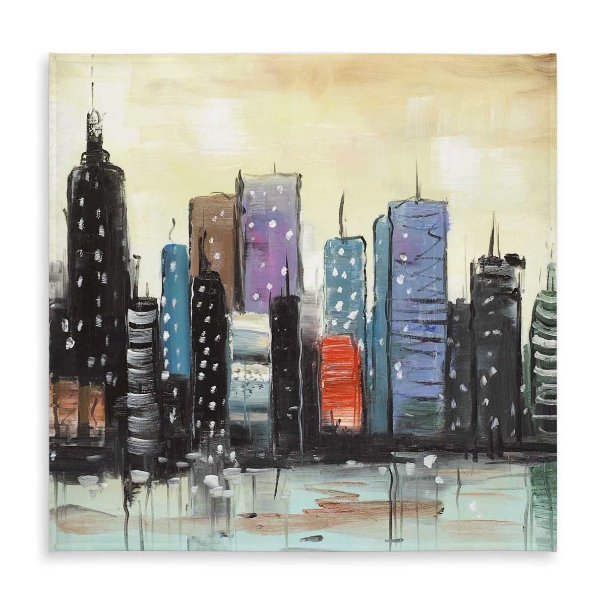 Picture of Begin Home Decor C1TC58589YGAIS 58 x 58 in. Skyline on Abstract Cityscape Tablecloth - Livingroom Cities