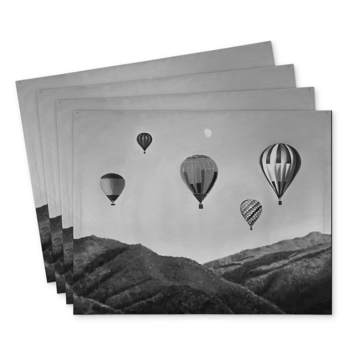 Picture of Begin Home Decor C4PP1418SV0LNX 14 x 18 in. Air Balloon Landscape Polyester Placemat - Home Decor - Set of 4