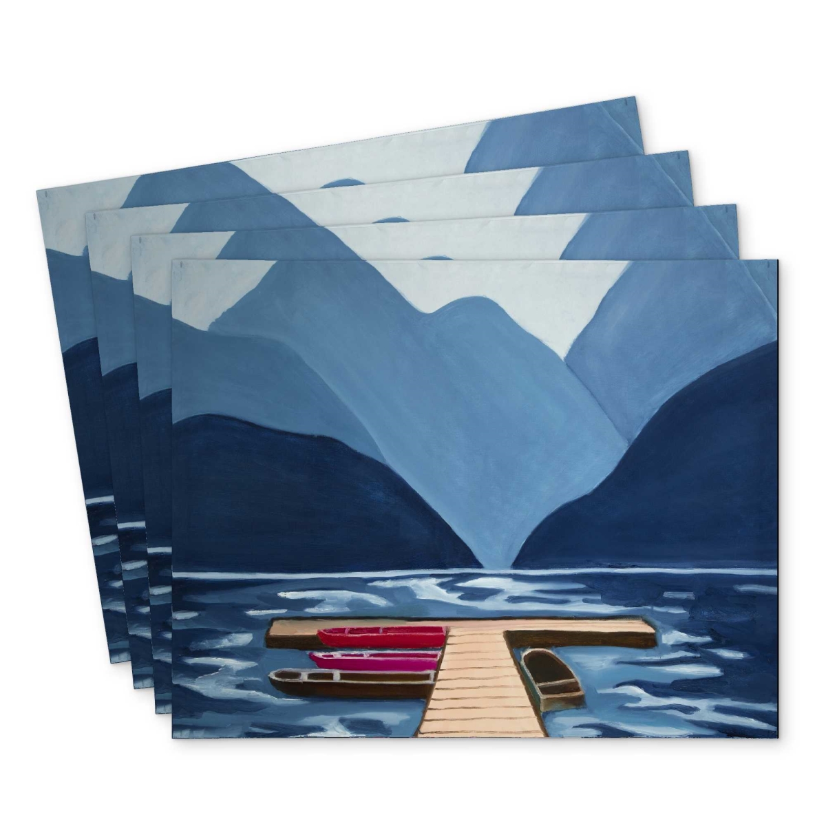 Picture of Begin Home Decor C4PP1418K1V42M 14 x 18 in. Lake, Quai & Mountains Polyester Placemat - Home Elegance - Set of 4