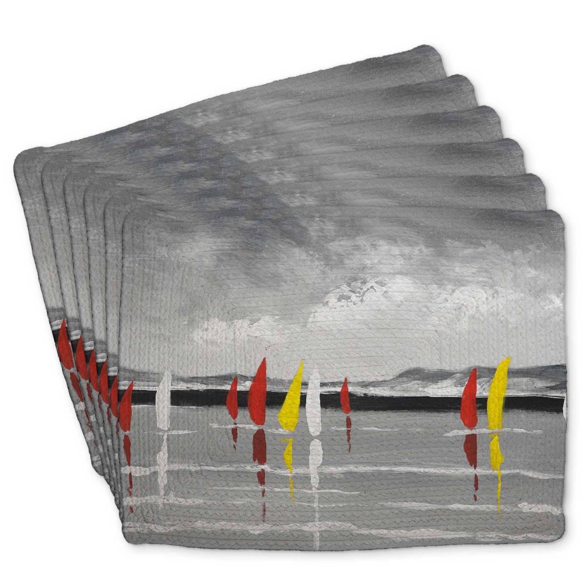 Picture of Begin Home Decor C6BP14180EM89Q 14 x 18 in. Sailing on the Lake Braided Polyester Placemat - Set of 6