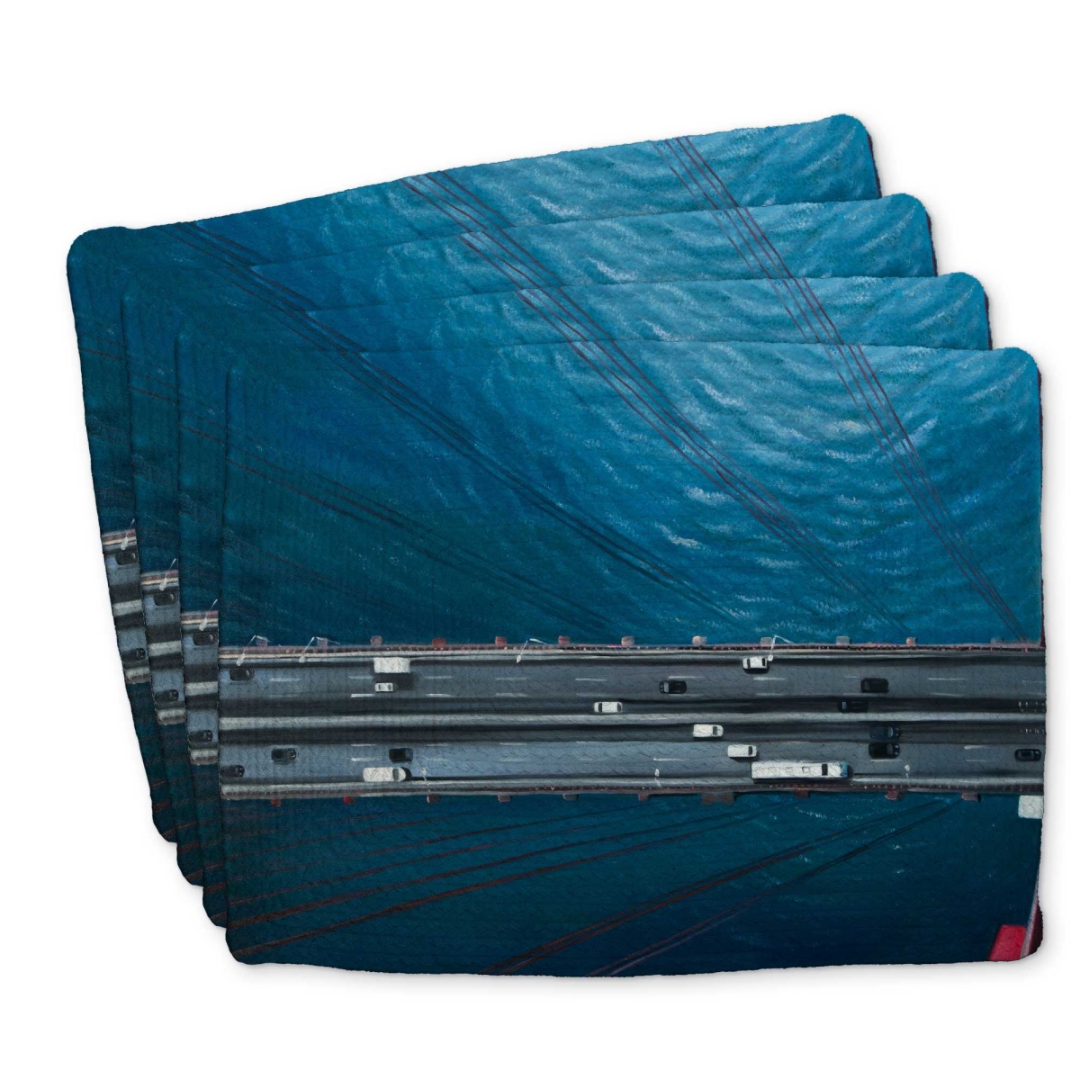 Picture of Begin Home Decor C4BP1418ZZHS6Q 14 x 18 in. Overhead View of Traffic on the Golden Gate - Braided Placemat - Set of 4