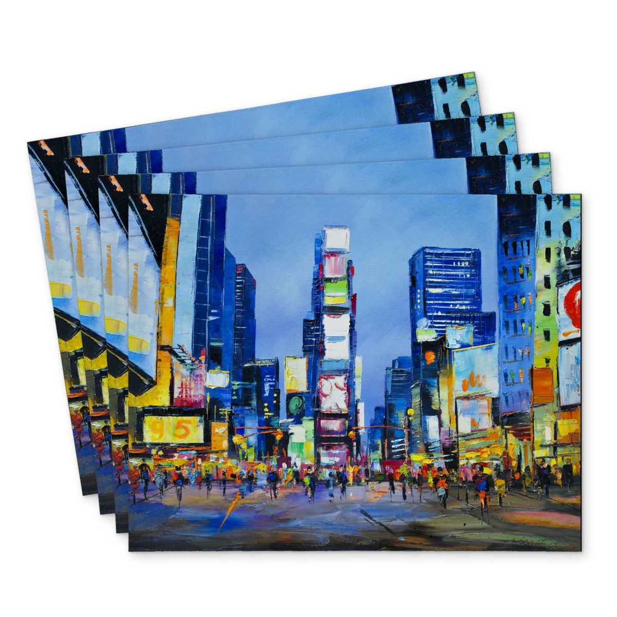 Picture of Begin Home Decor C4PP14181GV82C 14 x 18 in. Cityscape in Times Square - Polyester Placemat - Set of 4