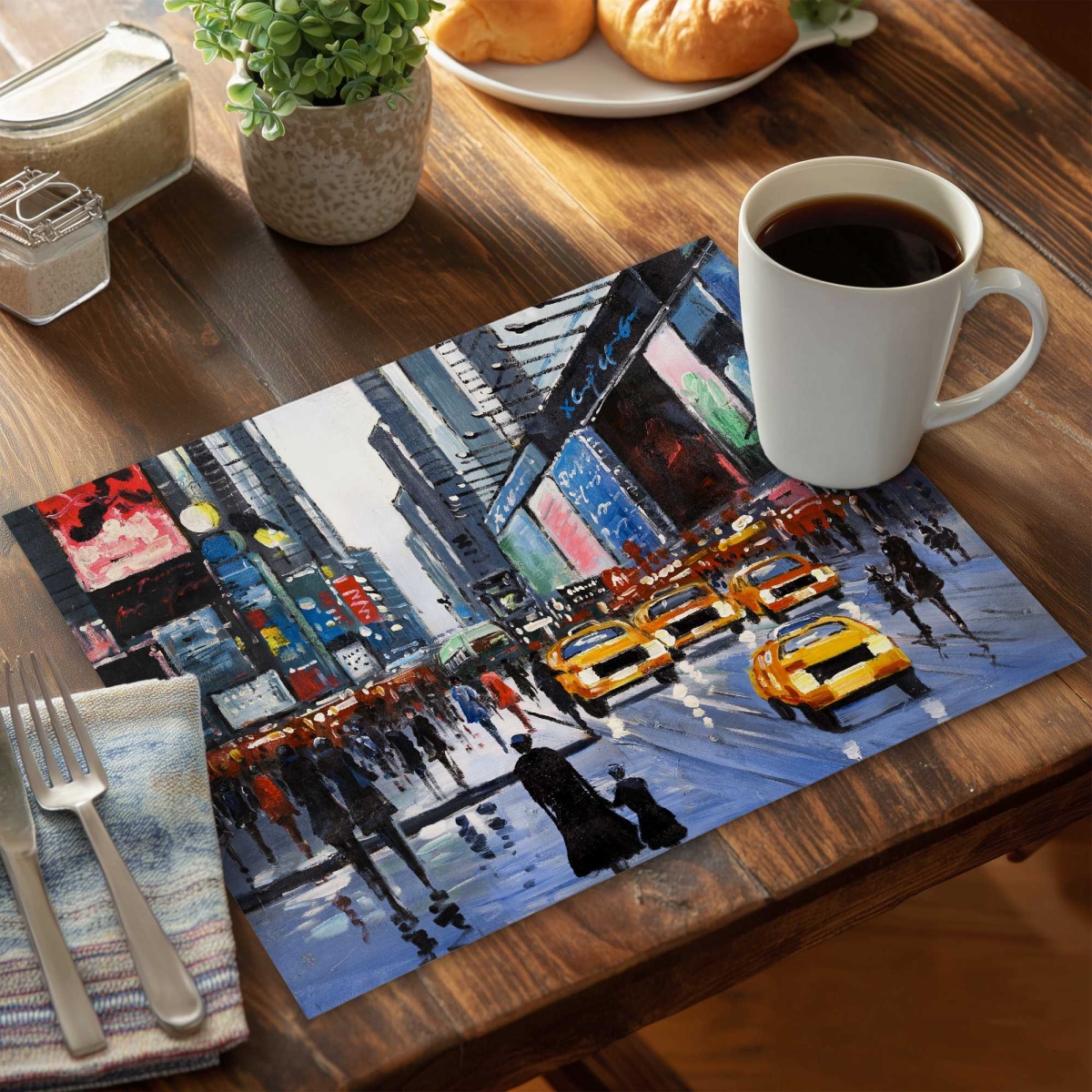 Picture of Begin Home Decor C4PP141876NSS9 14 x 18 in. Peak Hour Polyester Placemat - Stylish Home Decor Accent - Set of 4