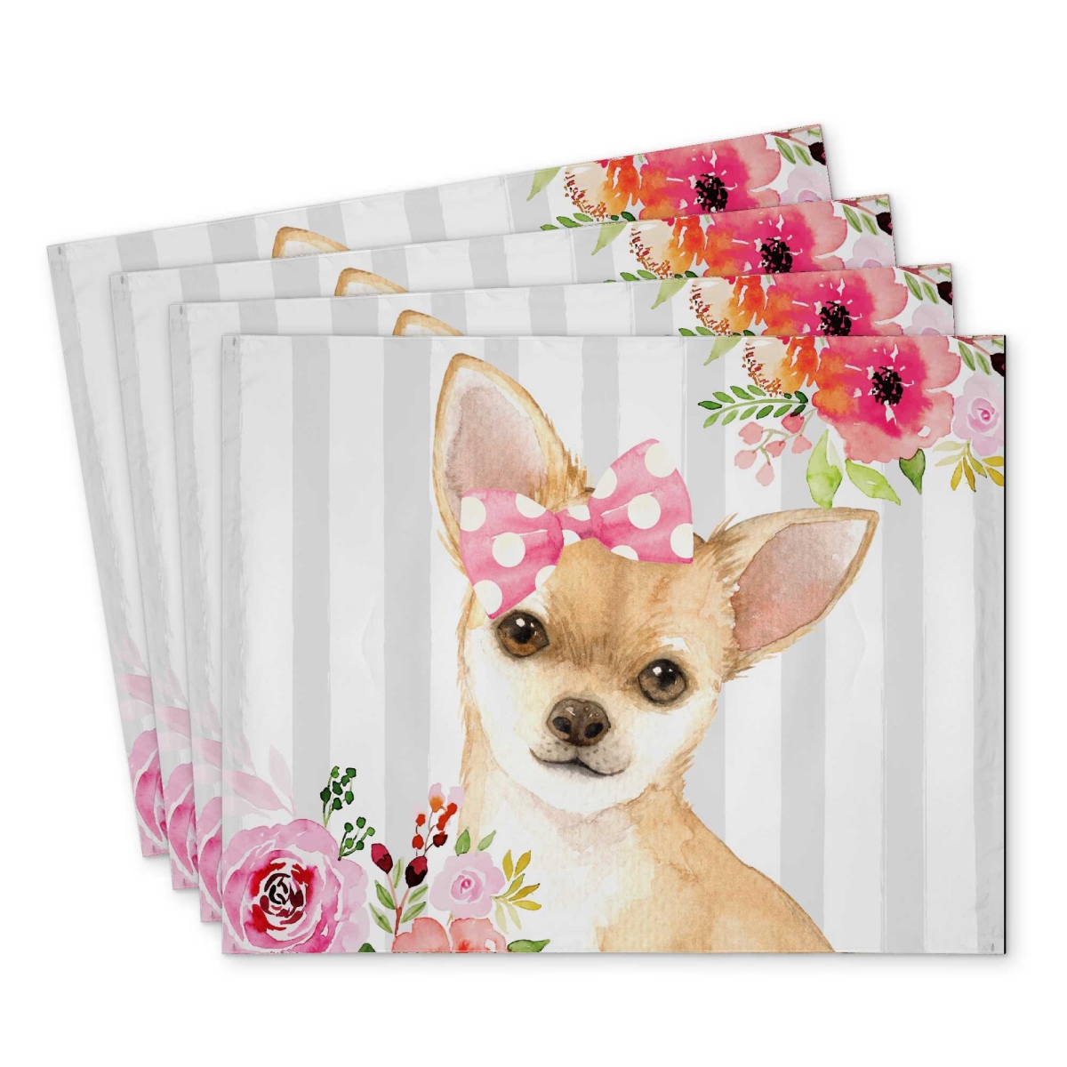 Picture of Begin Home Decor C4PP1418901YSG 14 x 18 in. Chihuahua Dog Polyester Placemat - Stylish Design - Set of 4