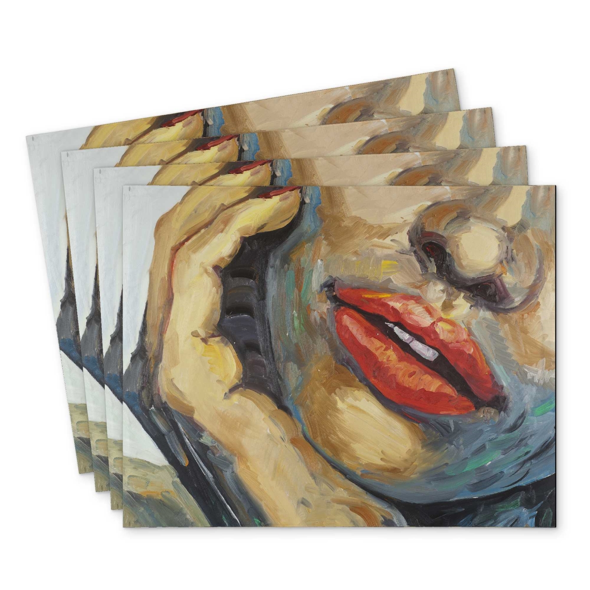 Picture of Begin Home Decor C4PP14189DX9G9 14 x 18 in. Irresistible Lips Closeup Polyester Placemat - Home Decor - Set of 4