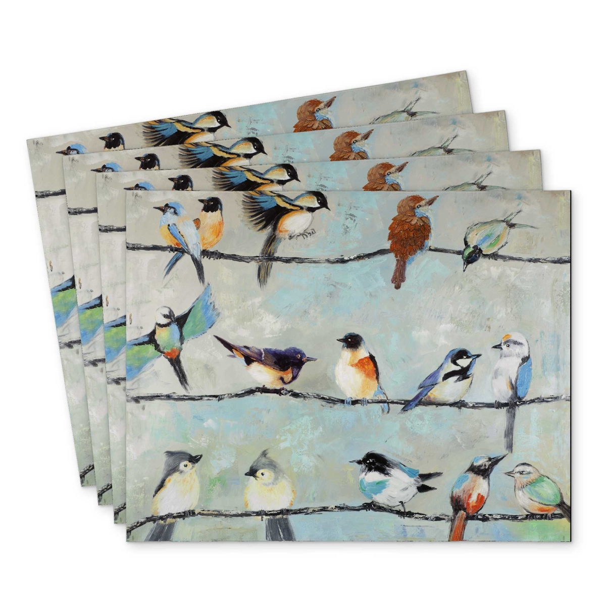 Picture of Begin Home Decor C4PP1418AIF2QG 14 x 18 in. Small Colorful Birds Polyester Placemat - Home Decor Accent - Set of 4