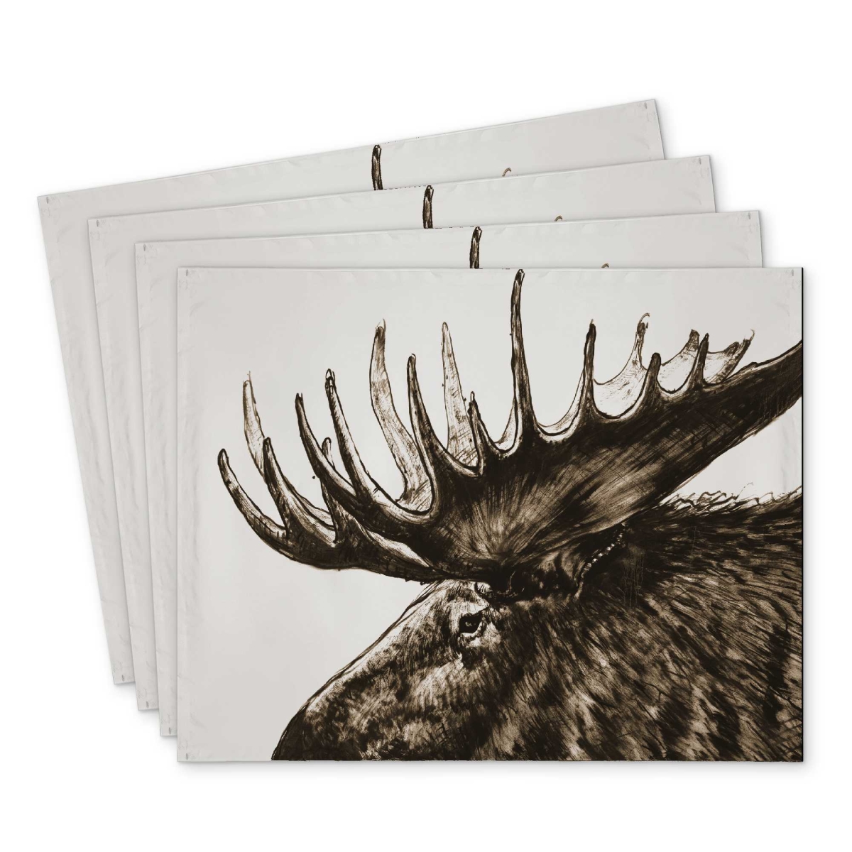 Picture of Begin Home Decor C4PP1418CBIGBJ 14 x 18 in. Moose Plume Sepia Polyester Placemat - Home Decor Accent - Set of 4