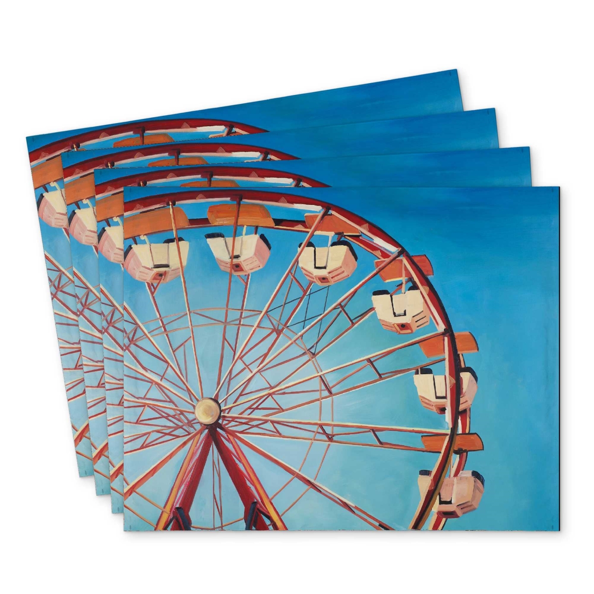 Picture of Begin Home Decor C4PP14182BU3DO 14 x 18 in. Ferris Wheel Placemat - Beautiful Day Home Decor Polyester - Set of 4