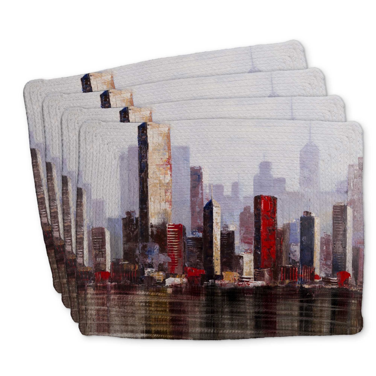 Picture of Begin Home Decor C4BP1418RW6BFP 14 x 18 in. Industrial City Style Braided Polyester Placemat - Decor - Set of 4