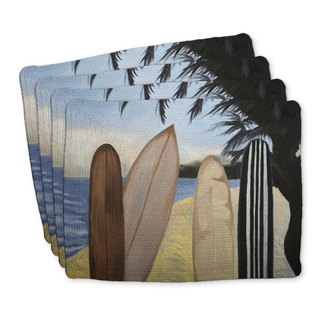 Picture of Begin Home Decor C4BP1418VVCT9T 14 x 18 in. Surfboards Braided Polyester Placemat - Stylish Home Decor - Set of 4