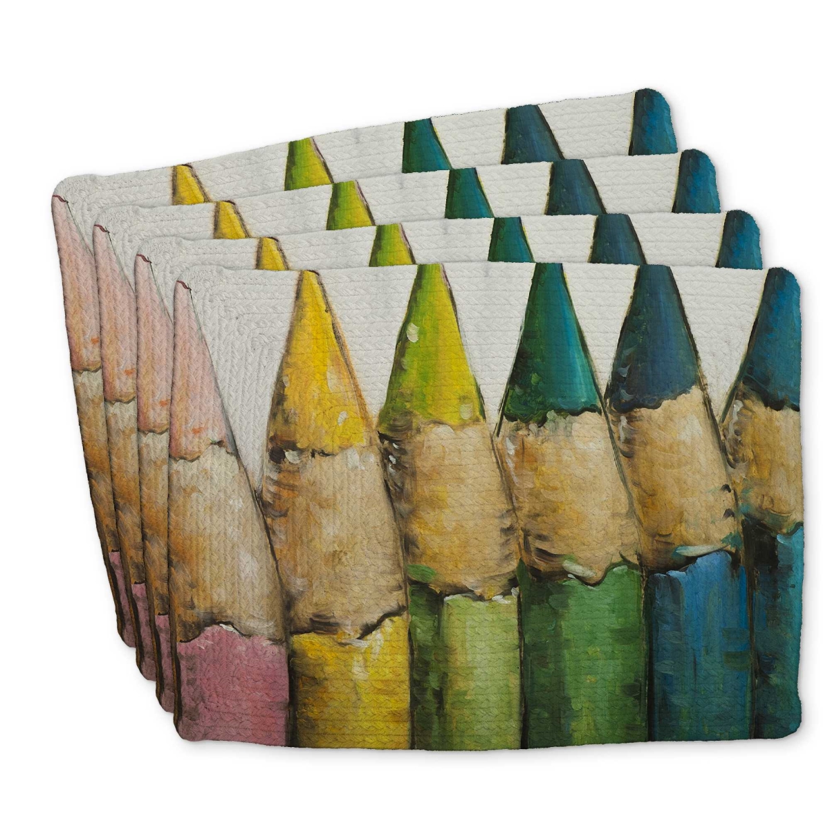 Picture of Begin Home Decor C4BP1418WAZ00F 14 x 18 in. Color Pencils Standing - Braided Polyester Placemats - Set of 4