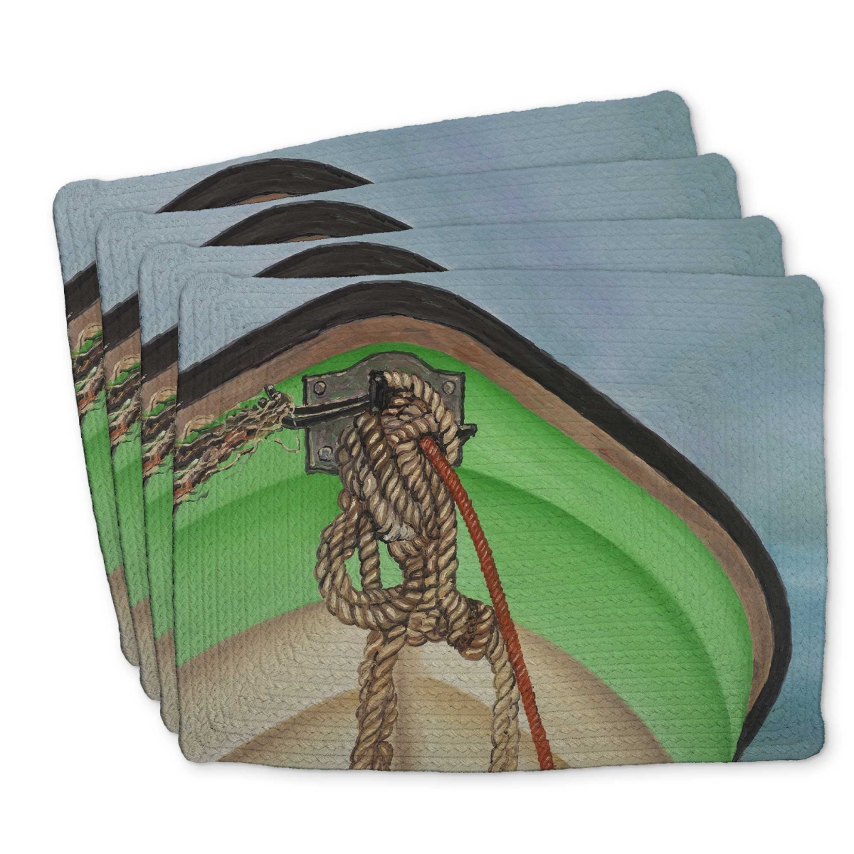 Picture of Begin Home Decor C4BP1418A5FMOC 14 x 18 in. Sailing Rowing Boat Braided Polyester Placemat - Set of 4