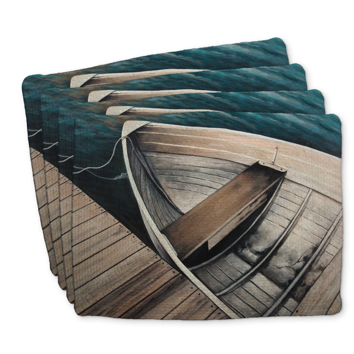 Picture of Begin Home Decor C4BP1418BVFVWO 14 x 18 in. Abandoned Rowboats Braided Polyester Placemat - Home Decor - Set of 4