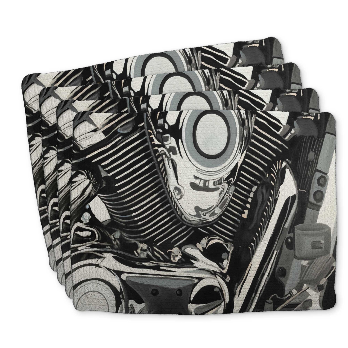 Picture of Begin Home Decor C4BP1418CONKJV 14 x 18 in. Motorcycle Engine Braided Polyester Placemat for Home Decor - Set of 4