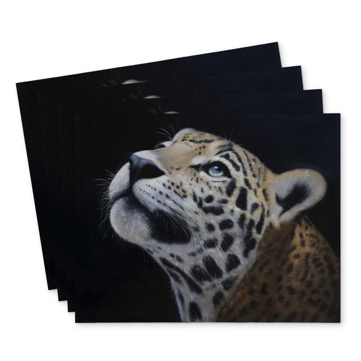Picture of Begin Home Decor C4PP1418TZLTCQ 14 x 18 in. Realistic Leopard Face Placemat - Polyester Home Decor - Set of 4