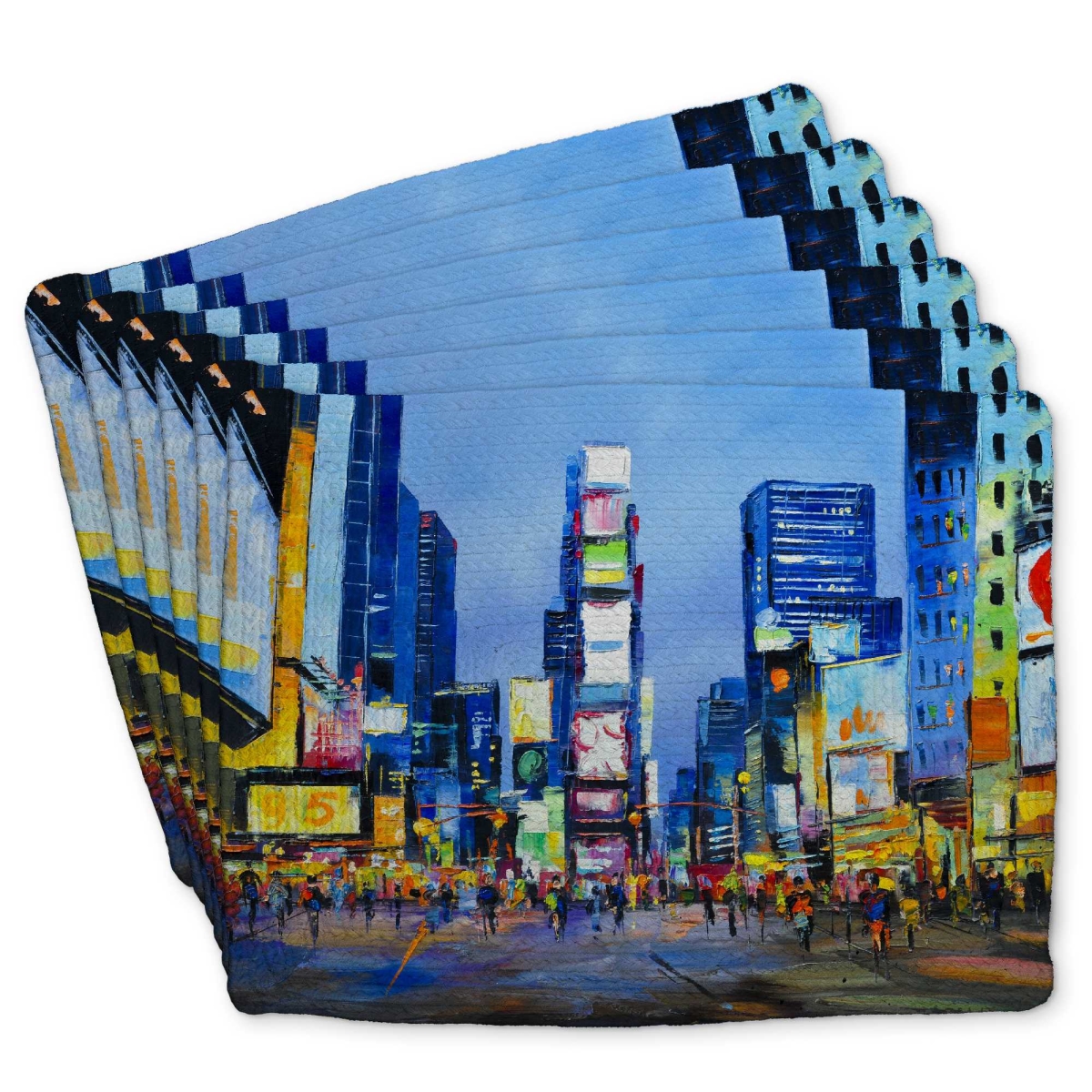 Picture of Begin Home Decor C6BP14181DXNPT 14 x 18 in. Cityscape in Times Square Braided Polyester Placemat - Decor - Set of 6