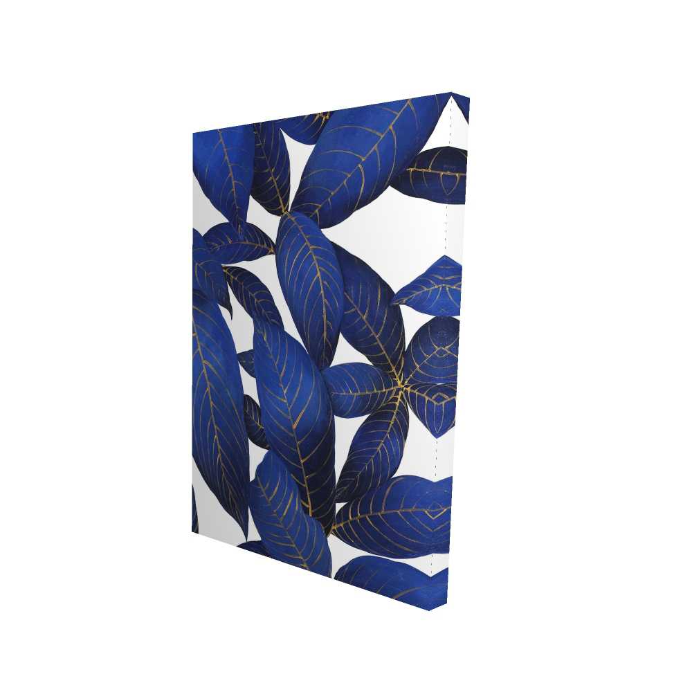 2080-3624-FL174 24 x 36 in. Abstract Modern Blue Leaves Canvas - Blue Flowers Home Decor