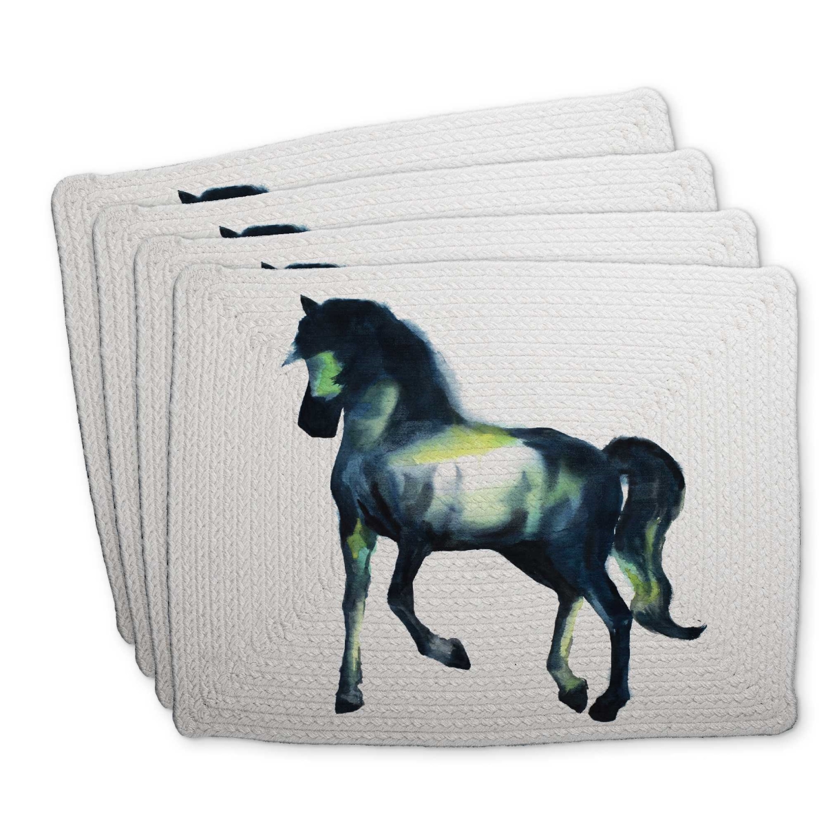 Picture of Begin Home Decor C4BP14180HR340 14 x 18 in. Elegant Horse Braided Polyester Placemat for Home Decor - Set of 4