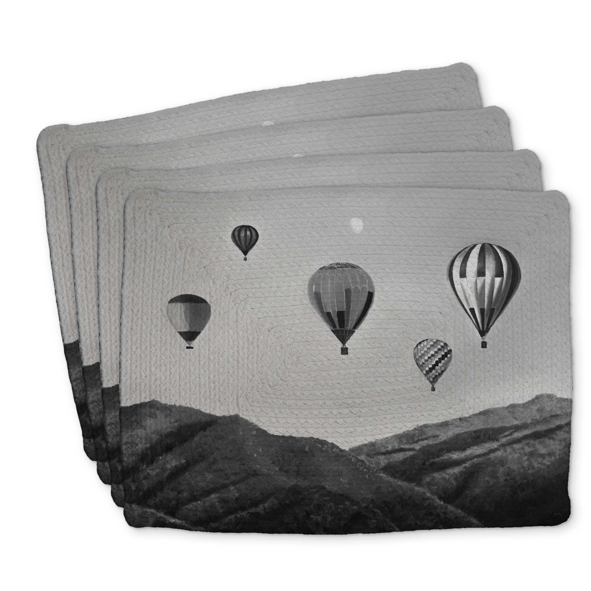 Picture of Begin Home Decor C4BP14185IRLT2 14 x 18 in. Air Balloon Landscape Braided Polyester Placemat - Decor - Set of 4