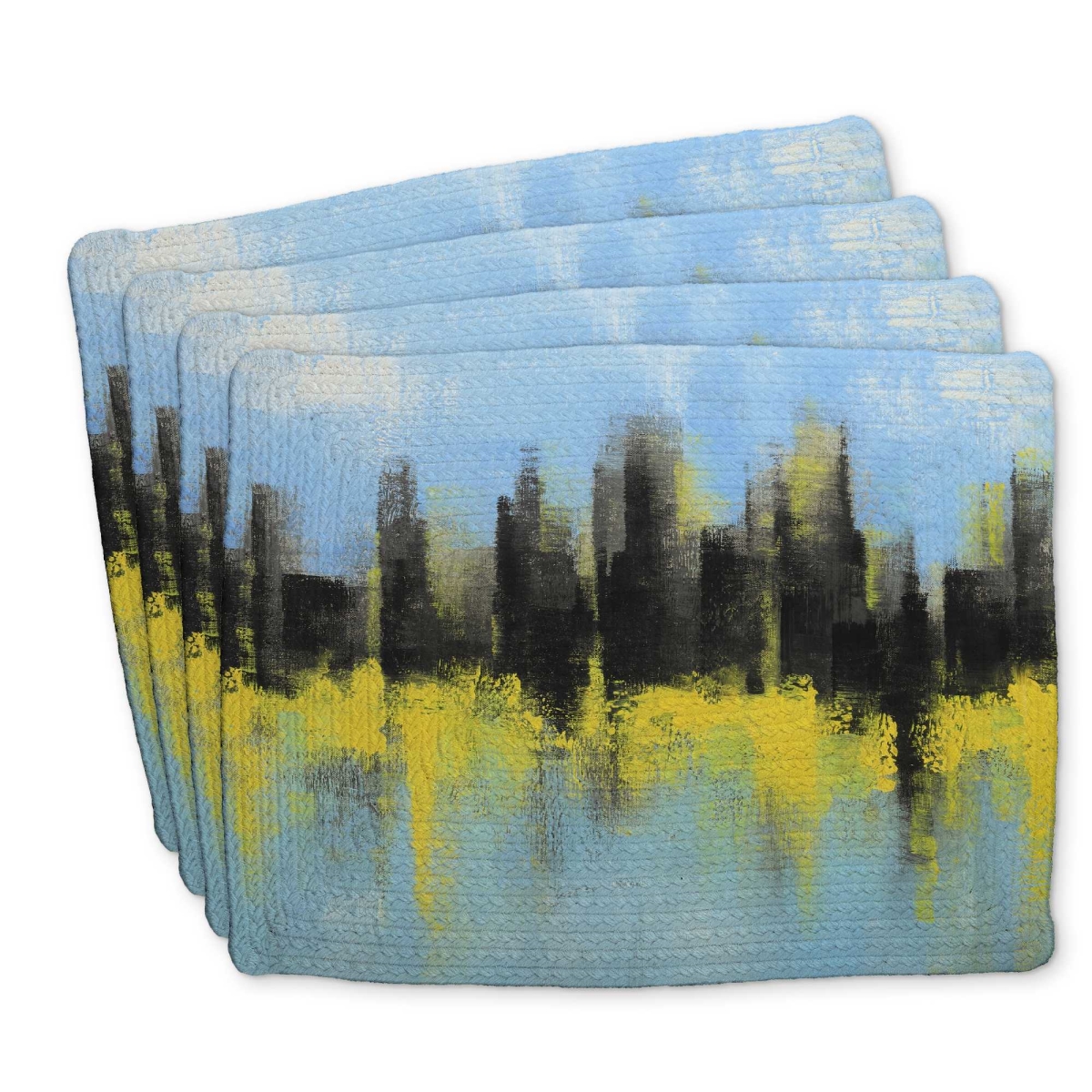 Picture of Begin Home Decor C4BP1418SY3G4U 14 x 18 in. City Made by Sponge - Braided Polyester Placemat - Set of 4