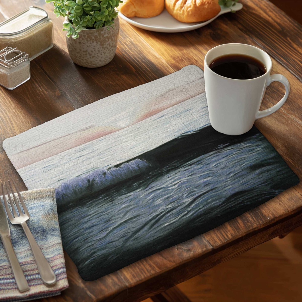 Picture of Begin Home Decor C4BP1418TOQQNJ 14 x 18 in. Desaturated Sunset Braided Polyester Placemat - Home Decor - Set of 4