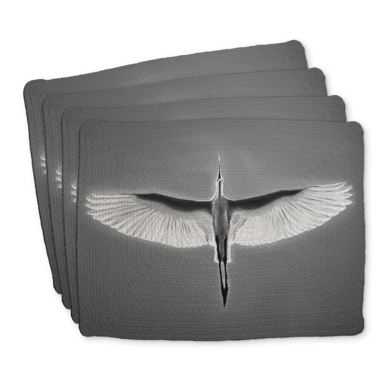 Picture of Begin Home Decor C4BP1418VAB0BQ 14 x 18 in. Great Blue Heron in Flight - Braided Polyester Placemat - Set of 4