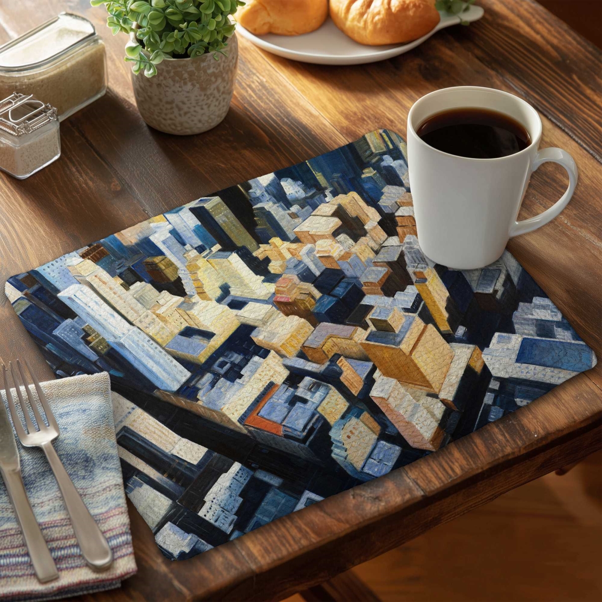 Picture of Begin Home Decor C4BP1418W96RS8 14 x 18 in. Manhattan View Empire State Building Braided Polyester Placemat - Set of 4