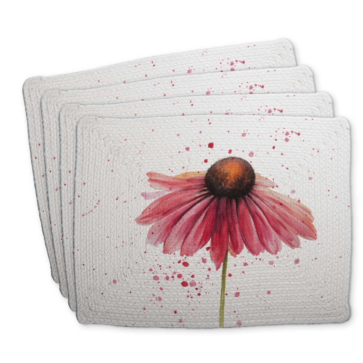 Picture of Begin Home Decor C4BP1418WDTJKB 14 x 18 in. Pink Daisy Braided Polyester Placemat - Home Decor Essential - Set of 4