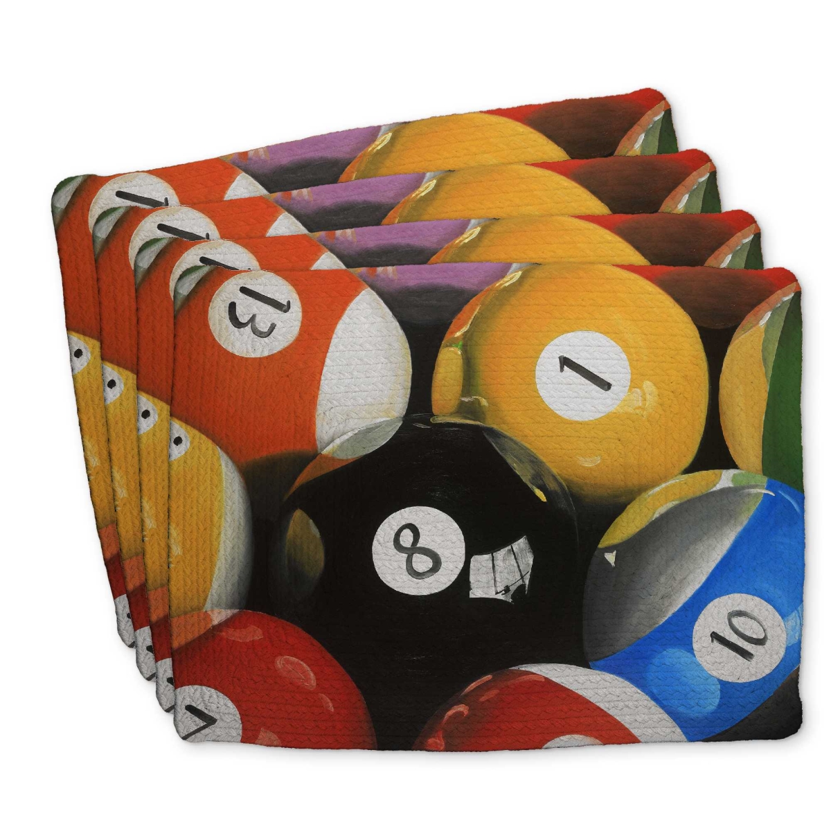 Picture of Begin Home Decor C4BP1418YXSPJX 14 x 18 in. Pool Balls Closeup Braided Polyester Placemat - Home Decor - Set of 4