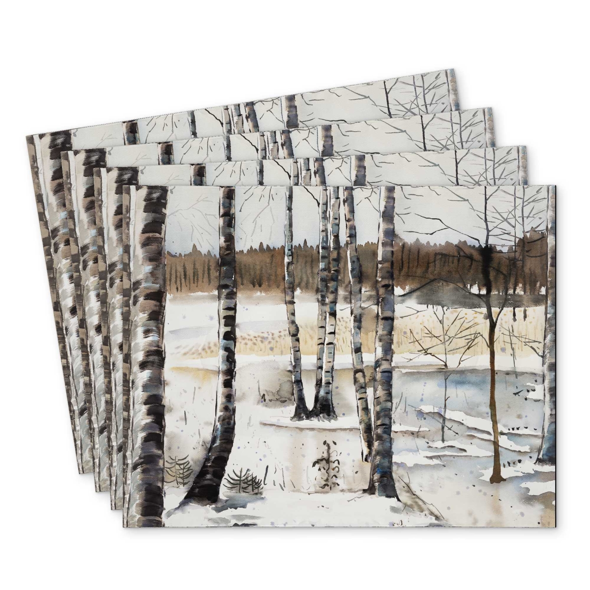 Picture of Begin Home Decor C4PP1418218CMD 14 x 18 in. Winter Swamp Polyester Placemat - Home Decor Essentials - Set of 4