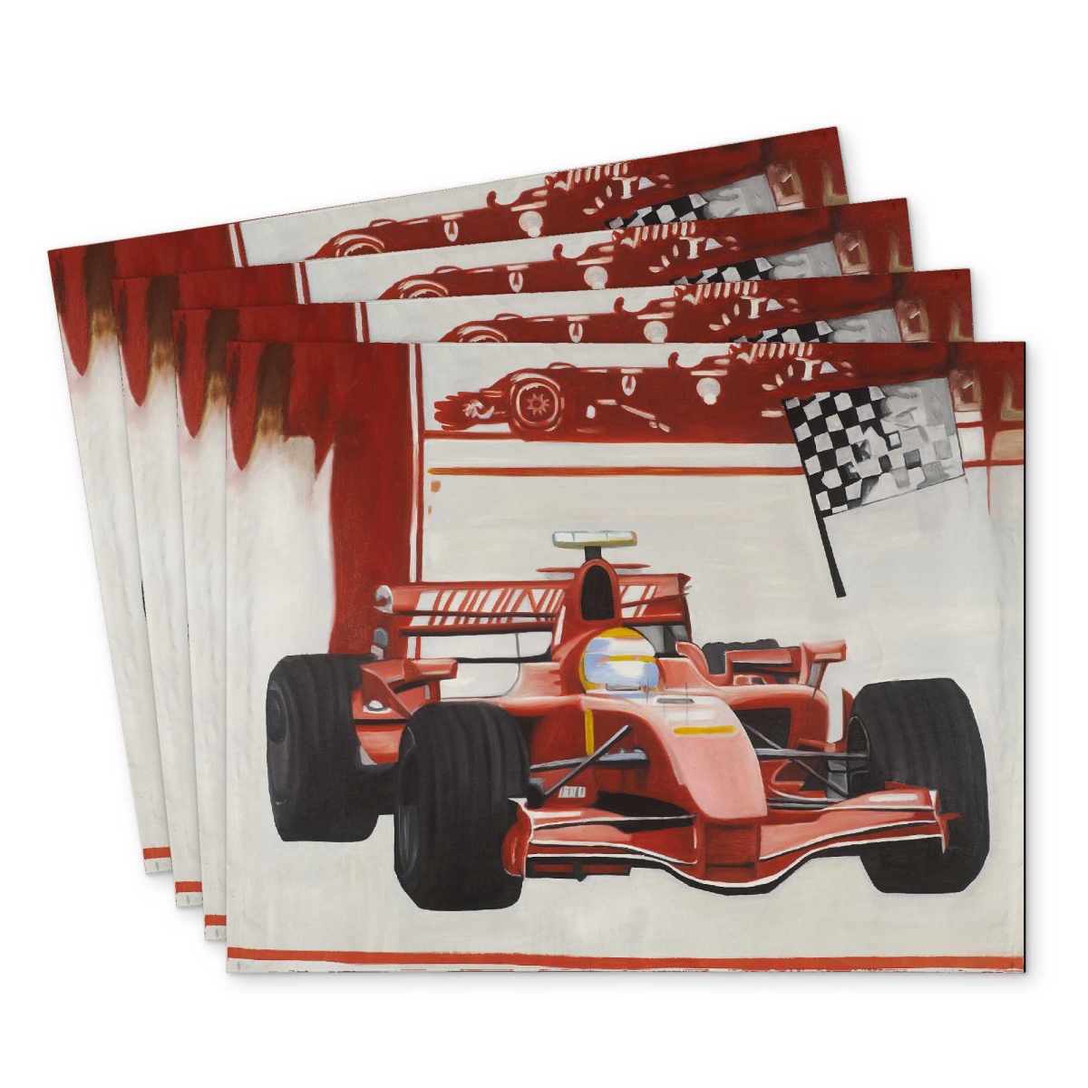 Picture of Begin Home Decor C4PP14185FBYU7 14 x 18 in. Formula 1 Car Polyester Placemat - Stylish Home Decor - Set of 4