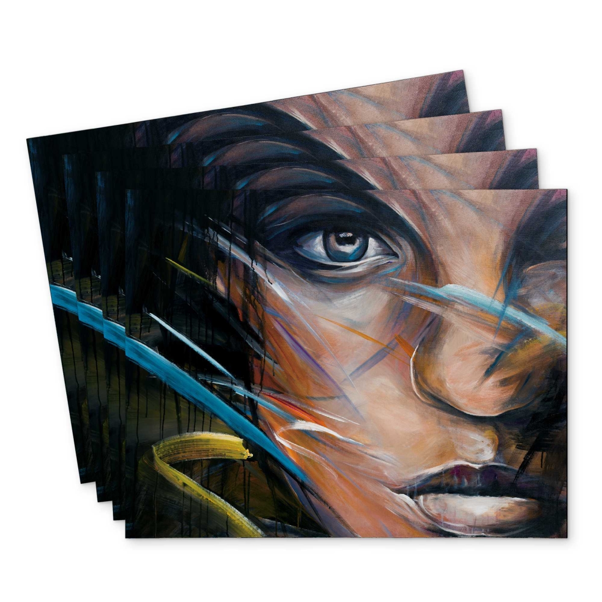 Picture of Begin Home Decor C4PP1418C3AWLT 14 x 18 in. Colorful Woman Face Polyester Placemat - Decor Accessory - Set of 4