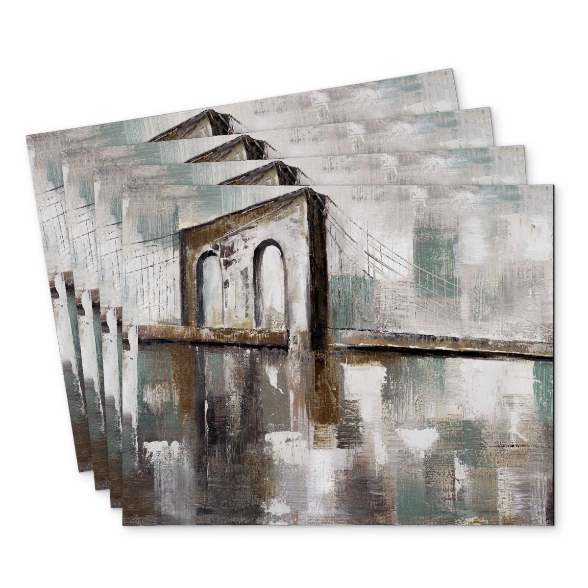 Picture of Begin Home Decor C4PP1418II1BUC 14 x 18 in. Abstract Paint Spotted Bridge Polyester Placemat - Decor - Set of 4