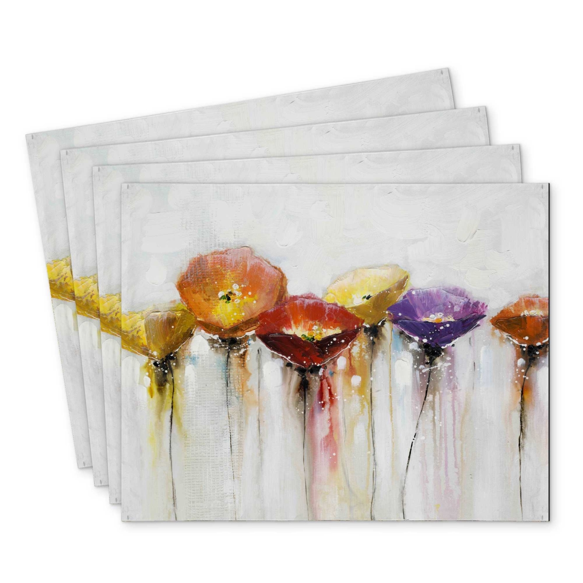 Picture of Begin Home Decor C4PP1418K5B7FD 14 x 18 in. Multiple Colorful Abstract Flowers Polyester Placemat - Set of 4