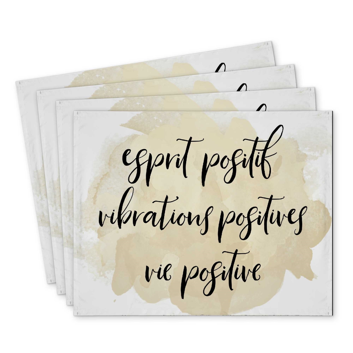 Picture of Begin Home Decor C4PP1418NOO82V 14 x 18 in. Esprit Positif Vibrations Positives Polyester Placemat - Set of 4
