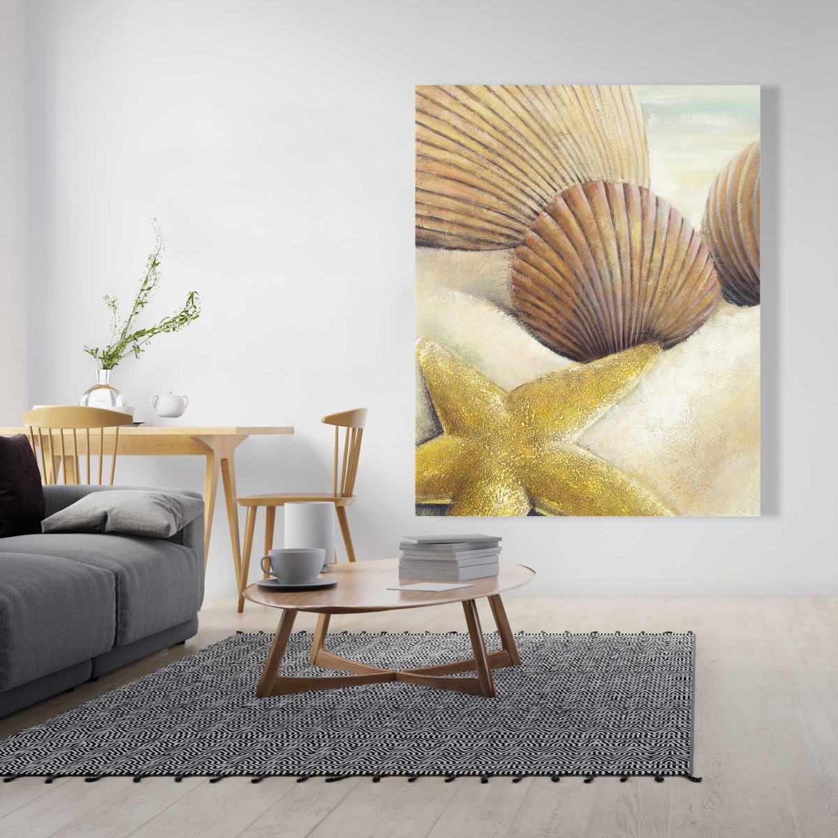 C1RC4860RRS0DY 48 x 60 in. Starfish & Seashells Beach Canvas - Beige Marine Decor