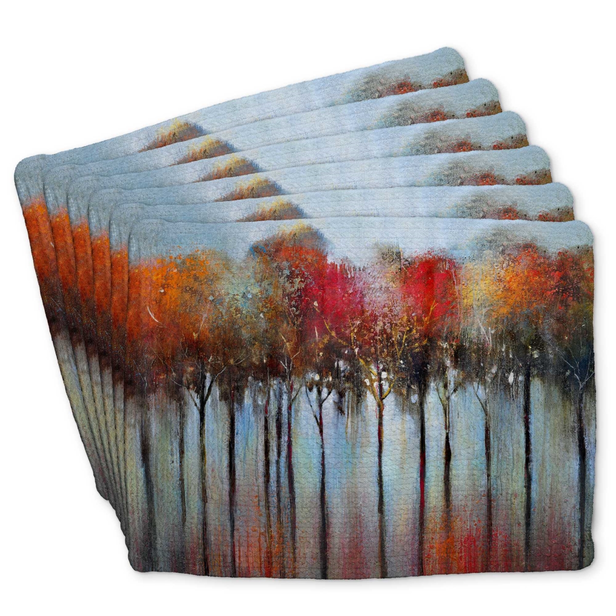 Picture of Begin Home Decor C6BP141868RKDV 14 x 18 in. Abstract & Colorful Forest Braided Polyester Placemat - Set of 6