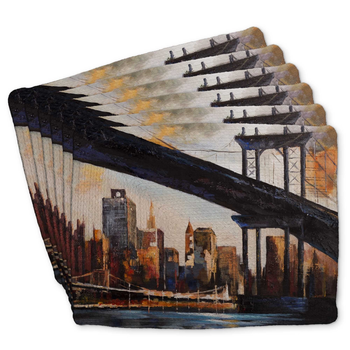 Picture of Begin Home Decor C6BP14187ZO73O 14 x 18 in. Sunset Over York Braided Polyester Placemat - Home Decor - Set of 6