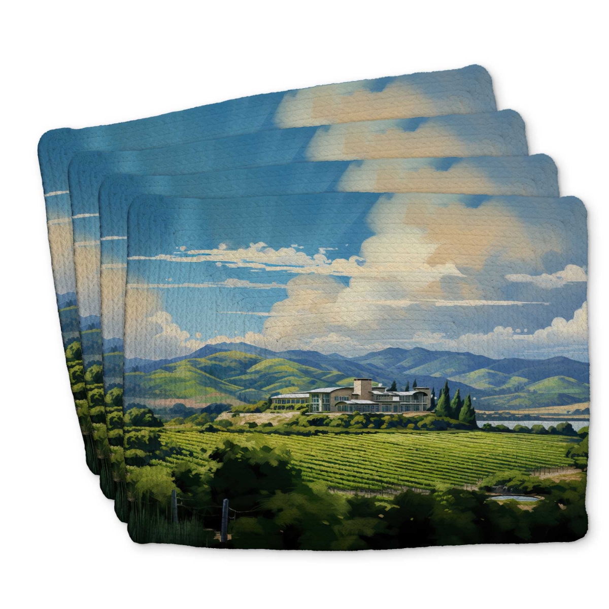 Picture of Begin Home Decor C4BP1418DLBEA3 14 x 18 in. Peaceful Day Braided Polyester Placemat for Home Decor - Set of 4
