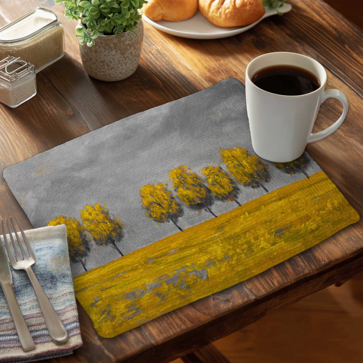 Picture of Begin Home Decor C4BP1418F1KD41 14 x 18 in. Trees in A Field Braided Polyester Placemat for Home Decor - Set of 4