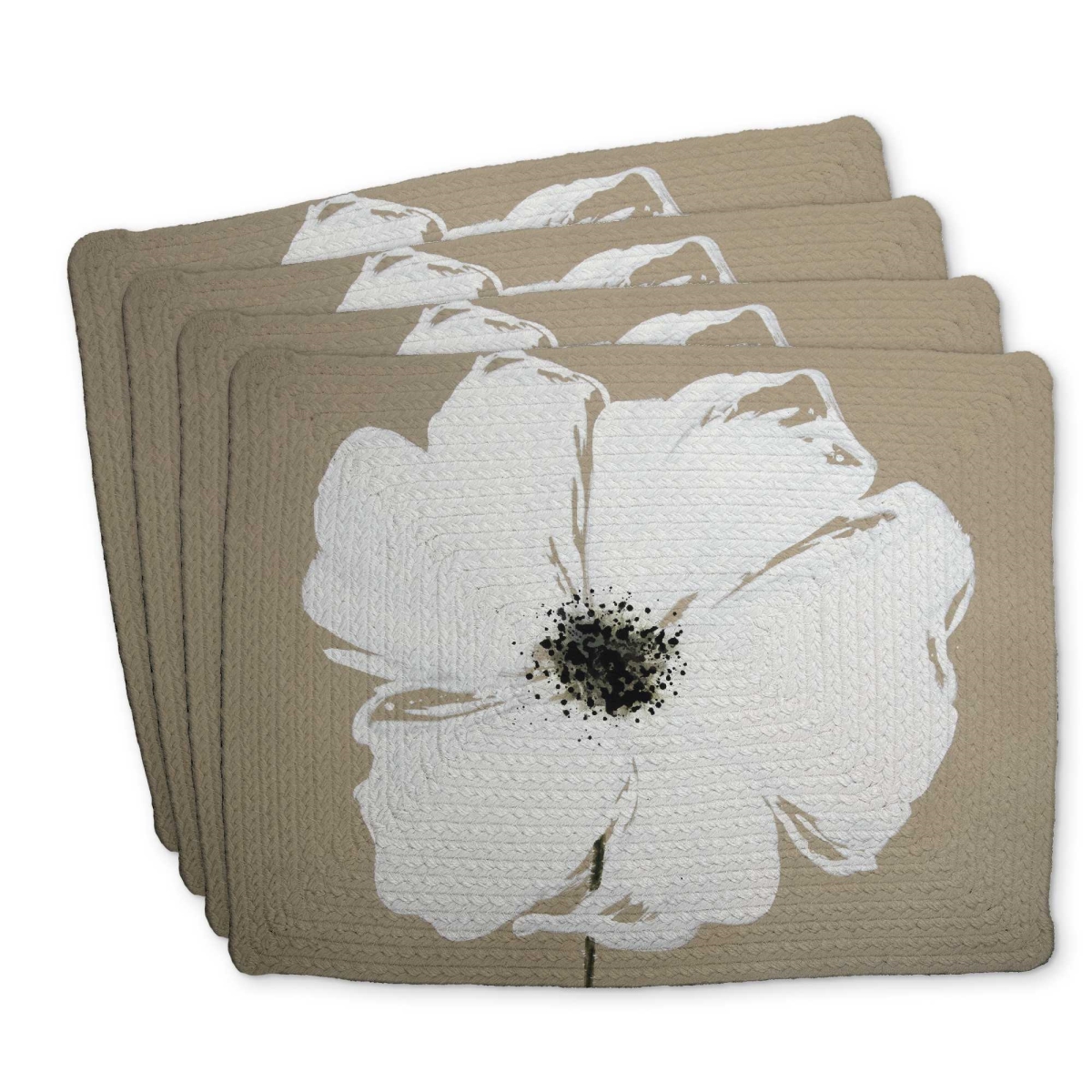 Picture of Begin Home Decor C4BP1418ISAR9V 14 x 18 in. Abstract Color Splash Petals Flower Braided Placemat - Decor - Set of 4