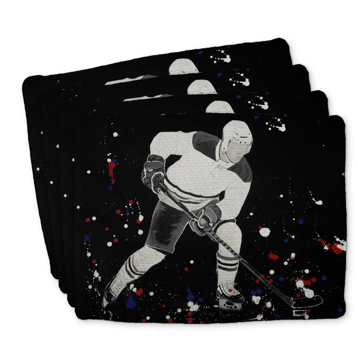 Picture of Begin Home Decor C4BP1418QEFLVR 14 x 18 in. Hockey Player Ready for Action - Braided Polyester Placemat - Set of 4