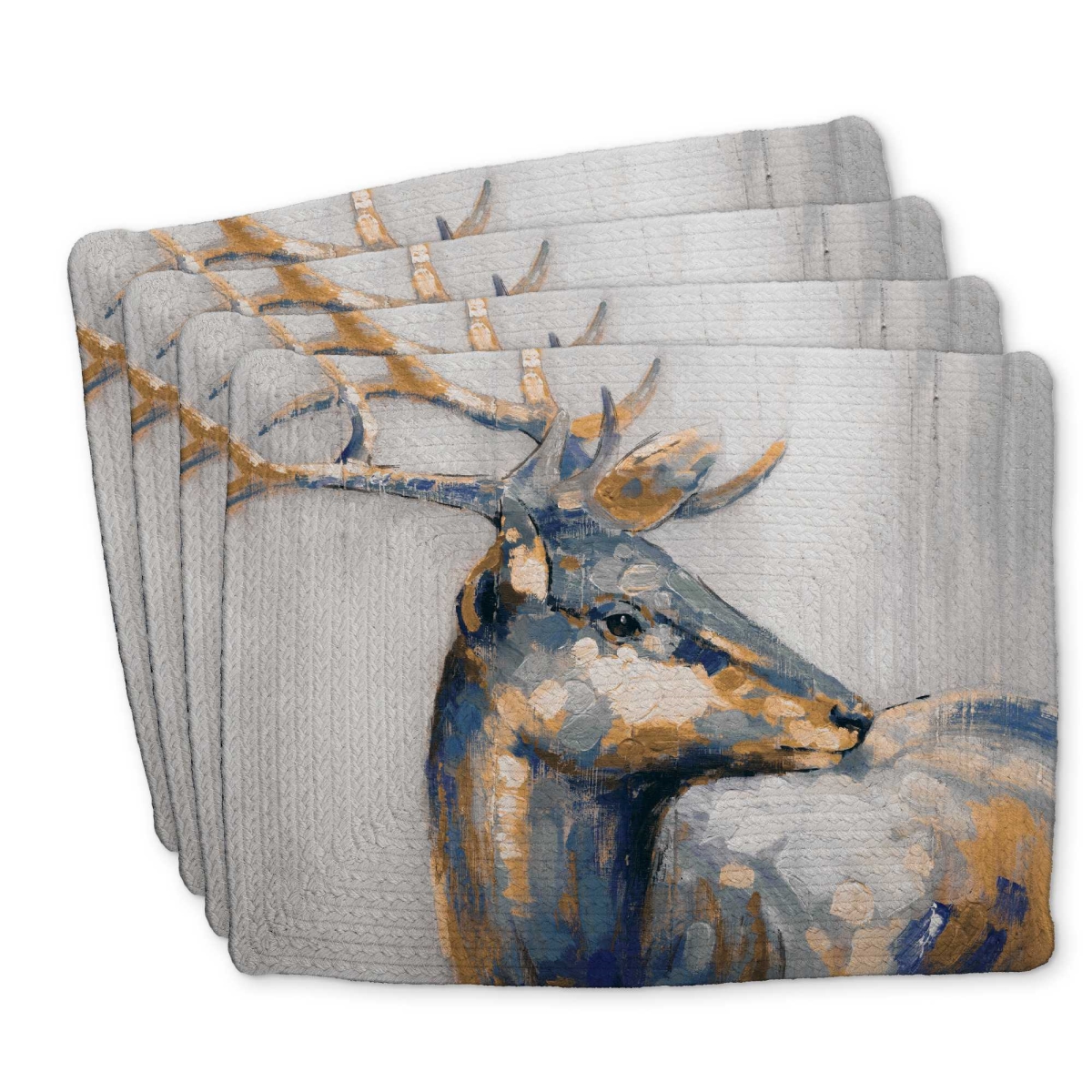 Picture of Begin Home Decor C4BP1418QOVIE3 14 x 18 in. Golden Deer Braided Polyester Placemat - Home Decor Accent - Set of 4