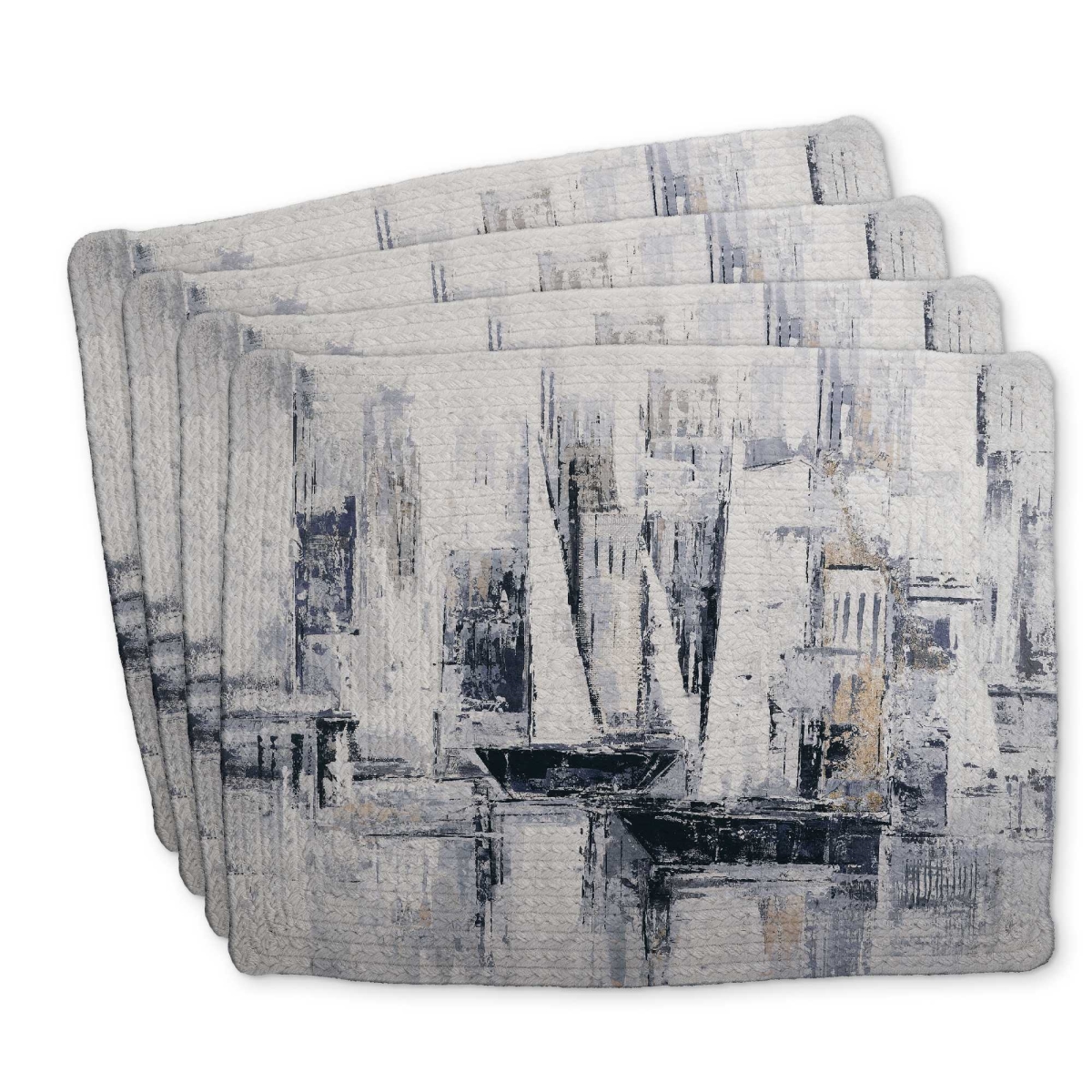 Picture of Begin Home Decor C4BP1418U9RG8B 14 x 18 in. Industrial Style Sailboats Braided Polyester Placemat - Set of 4