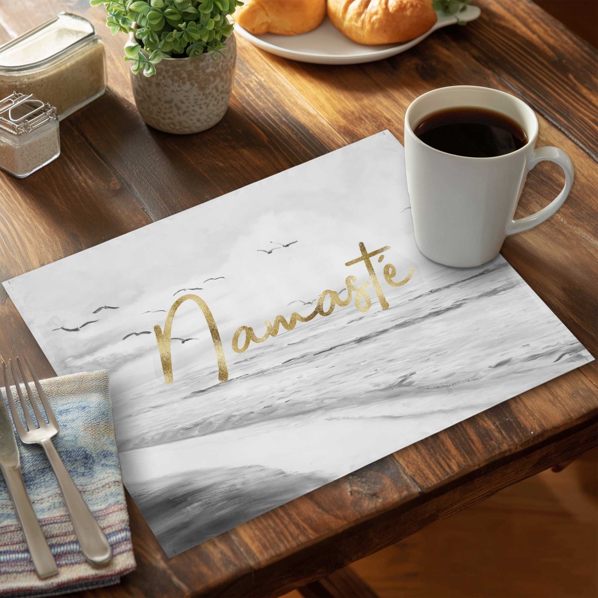 Picture of Begin Home Decor C4PP14186TH9LA 14 x 18 in. Namaste Polyester Placemat for Elegant - Stylish Design - Set of 4