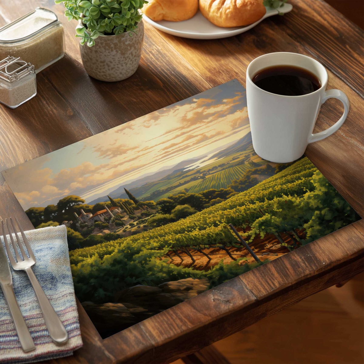 Picture of Begin Home Decor C4PP1418ENVZHL 14 x 18 in. Calm Dusk Polyester Placemat for Elegant Home Decor - Set of 4